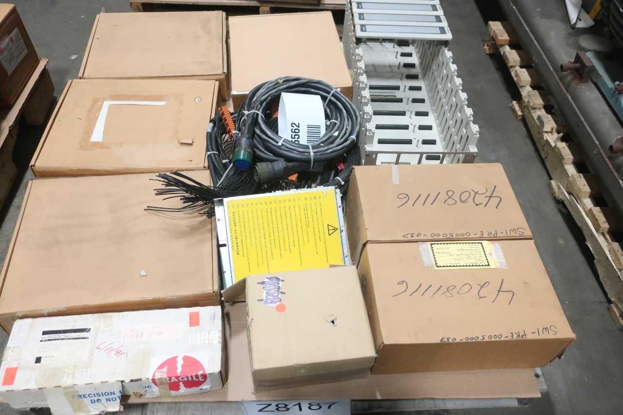 1 PALLET OF ASSORTED ELECTRICAL CABLE, SWITCH CONTROLS, SERVO MODULE, CELL PROBE FLOW SENSOR- AZBIL, MID-WEST, COOPER, ROSEMOUNT - ELECTRICAL COMPONENTS