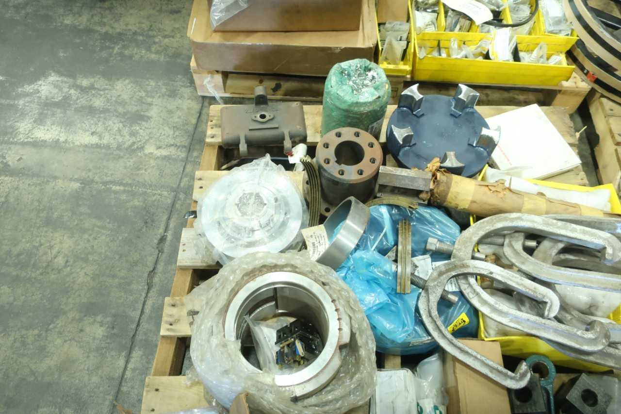 10 PALLETS OF ASSORTED POWER TRANSMISSION CHAINS HOISTS SHEEVES COUPLINGS GEAR REDUCERS BELTS STEEL CABLE - MISCELLANEOUS