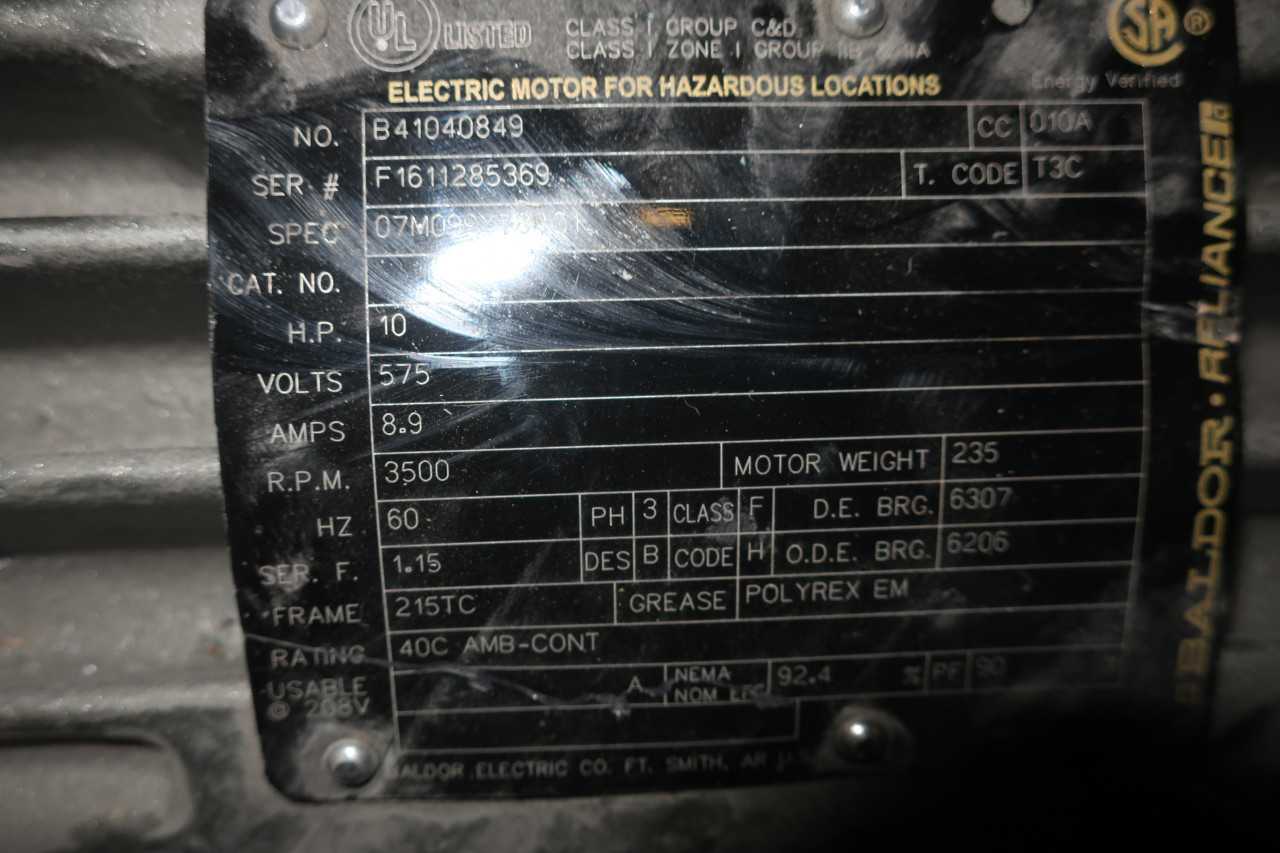 BALDOR 07M099Y788G1 MOTOR 575V 10HP 3500RPM 215TC - ELECTRIC MOTORS