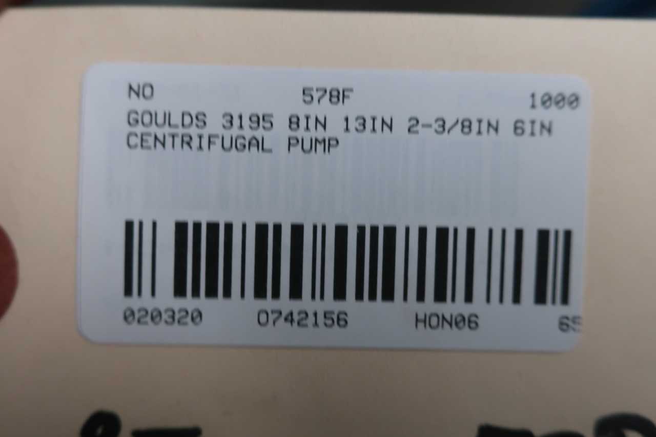 GOULDS 3196 XLT-X 6X8-13 6IN 13IN 2-3/8IN 8IN CENTRIFUGAL PUMP - CENTRIFUGAL PUMP