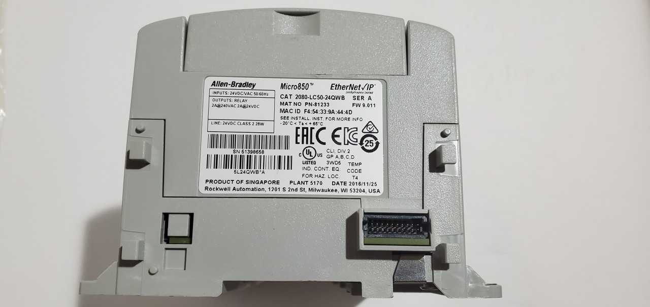 Allen Bradley Micro 850  2080-LC50-24QWB PLC - AUTOMATION & CONTROLS