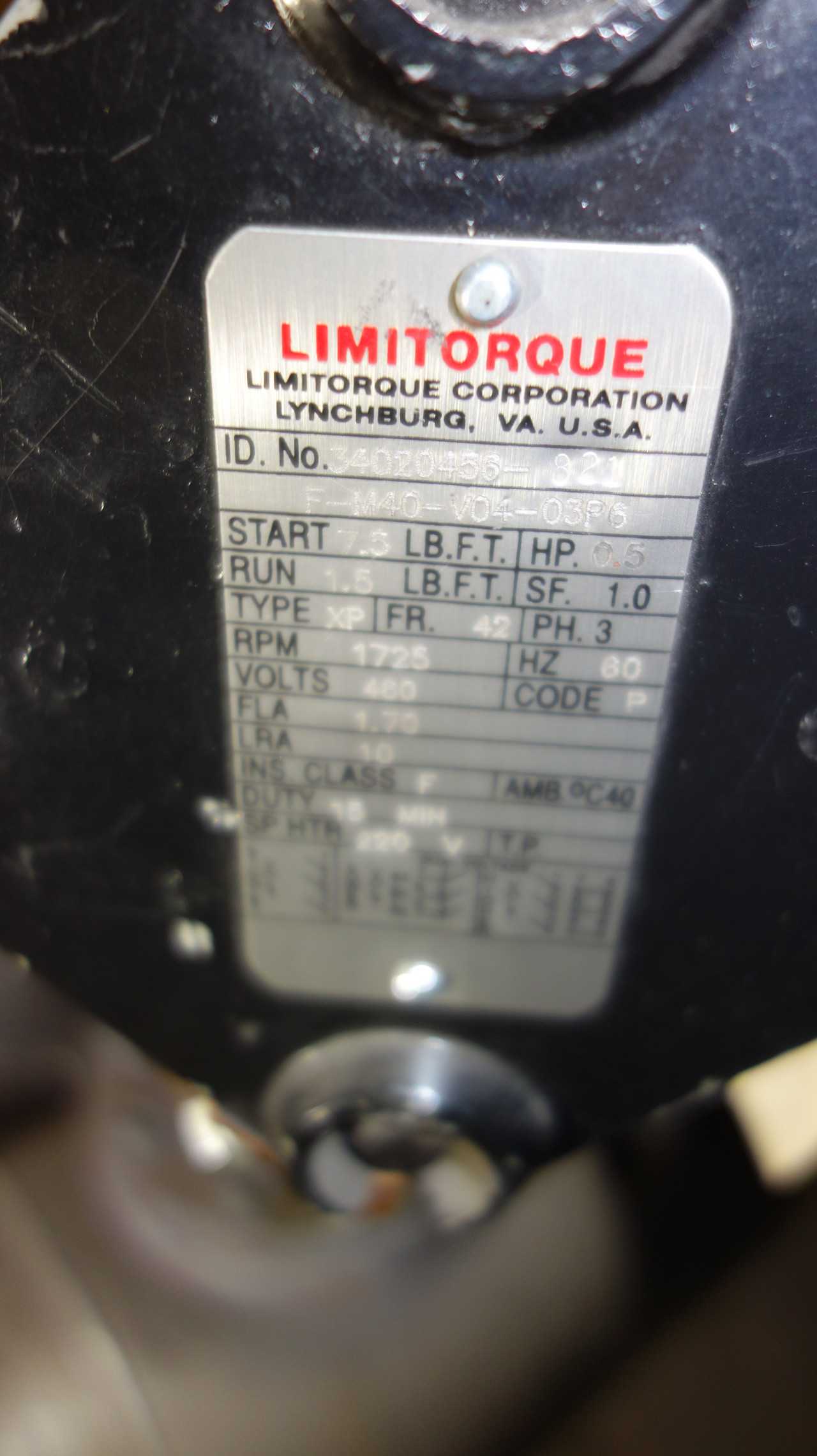 LIMITORQUE L120-20 VALVE OPERATOR 480V 1/2HP - VALVES