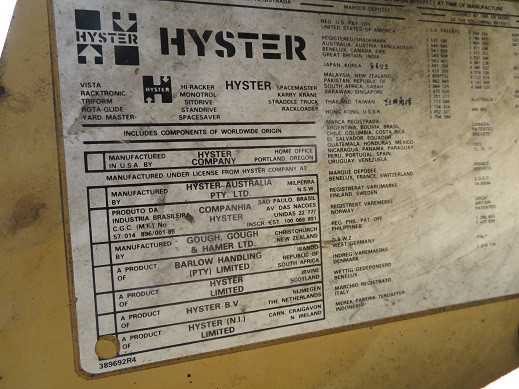 Hyster Model 60 Forklift, 60" Forks. Propane - FORKLIFTS