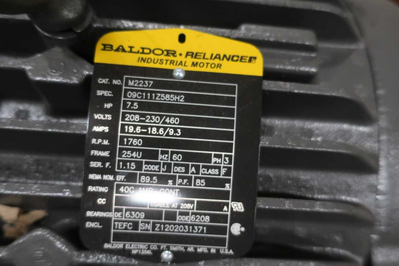 BALDOR M2237 MOTOR 208-230/460V 1760RPM 254U 7.5HP - ELECTRIC MOTORS
