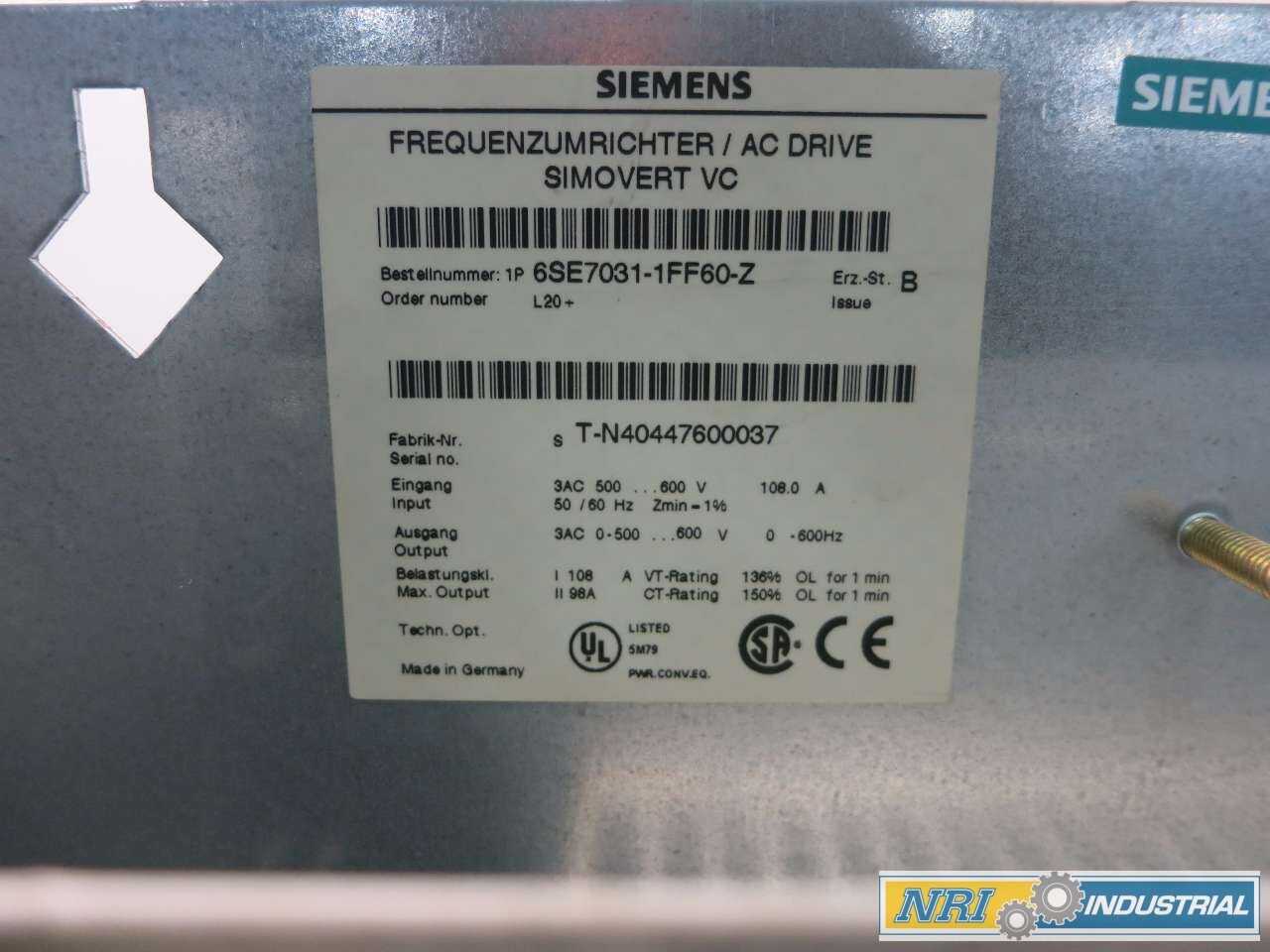 SIEMENS AC MOTOR DRIVE - MOTOR DRIVES