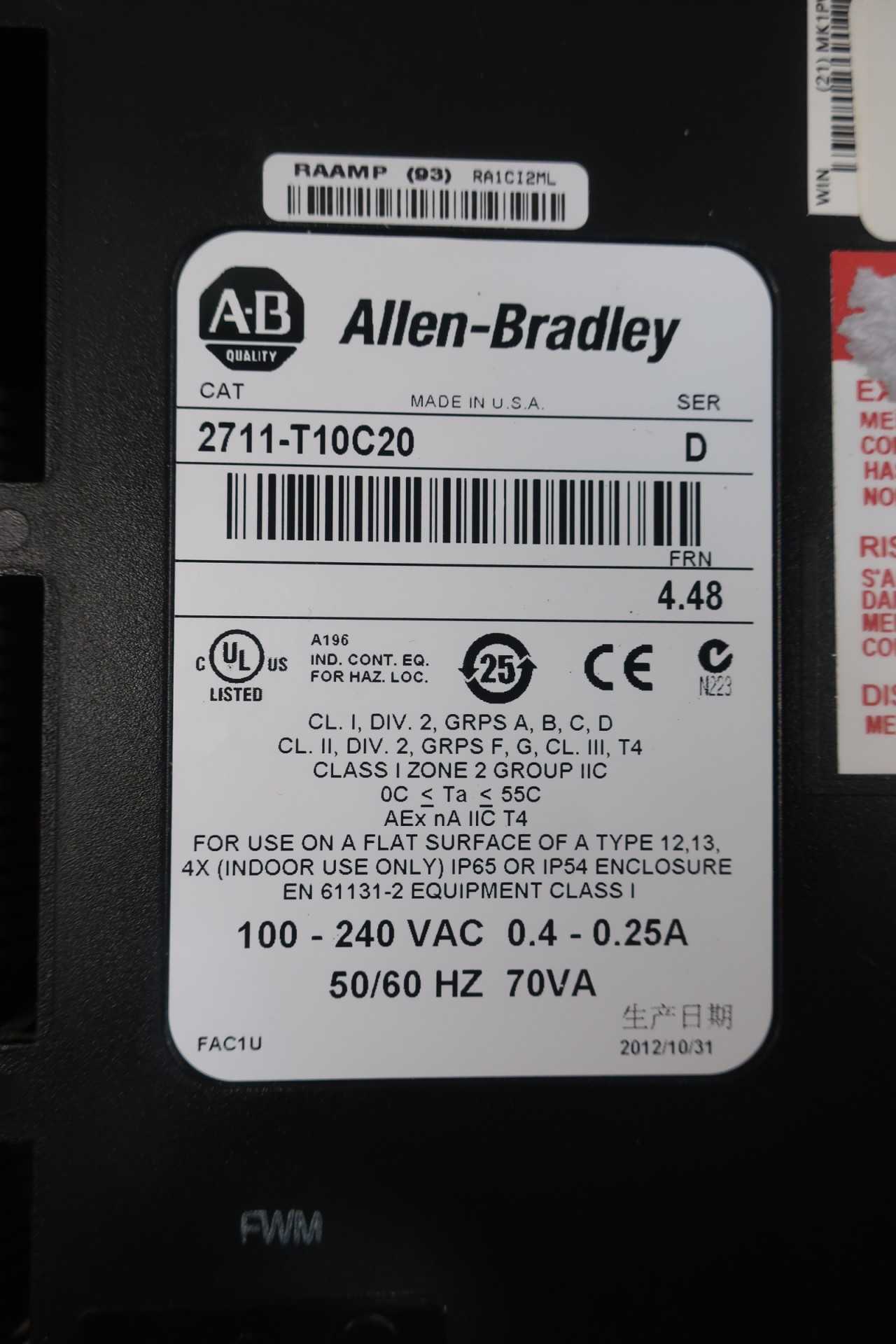 ALLEN BRADLEY 2711-T10C20 PANELVIEW 1000 OPERATOR INTERFACE PANEL SER D - AUTOMATION & CONTROLS