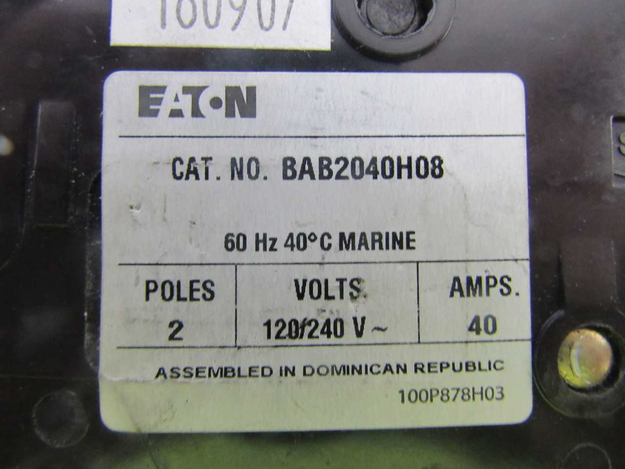 Quantity of 2x BAB2040H08 MCB/Residential Circuit Breakers - CIRCUIT BREAKERS