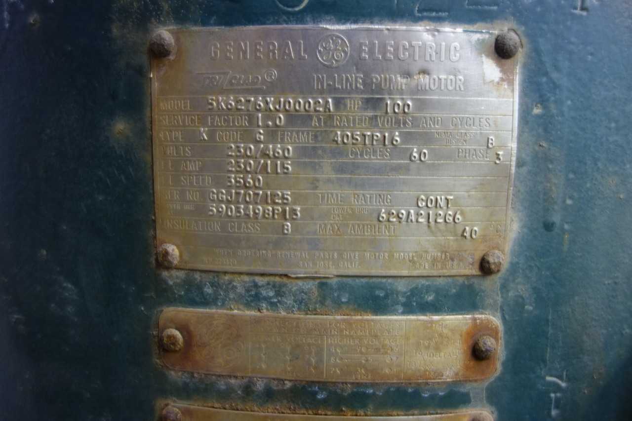 GENERAL ELECTRIC GE IN-LINE PUMP MOTOR - ELECTRIC MOTORS