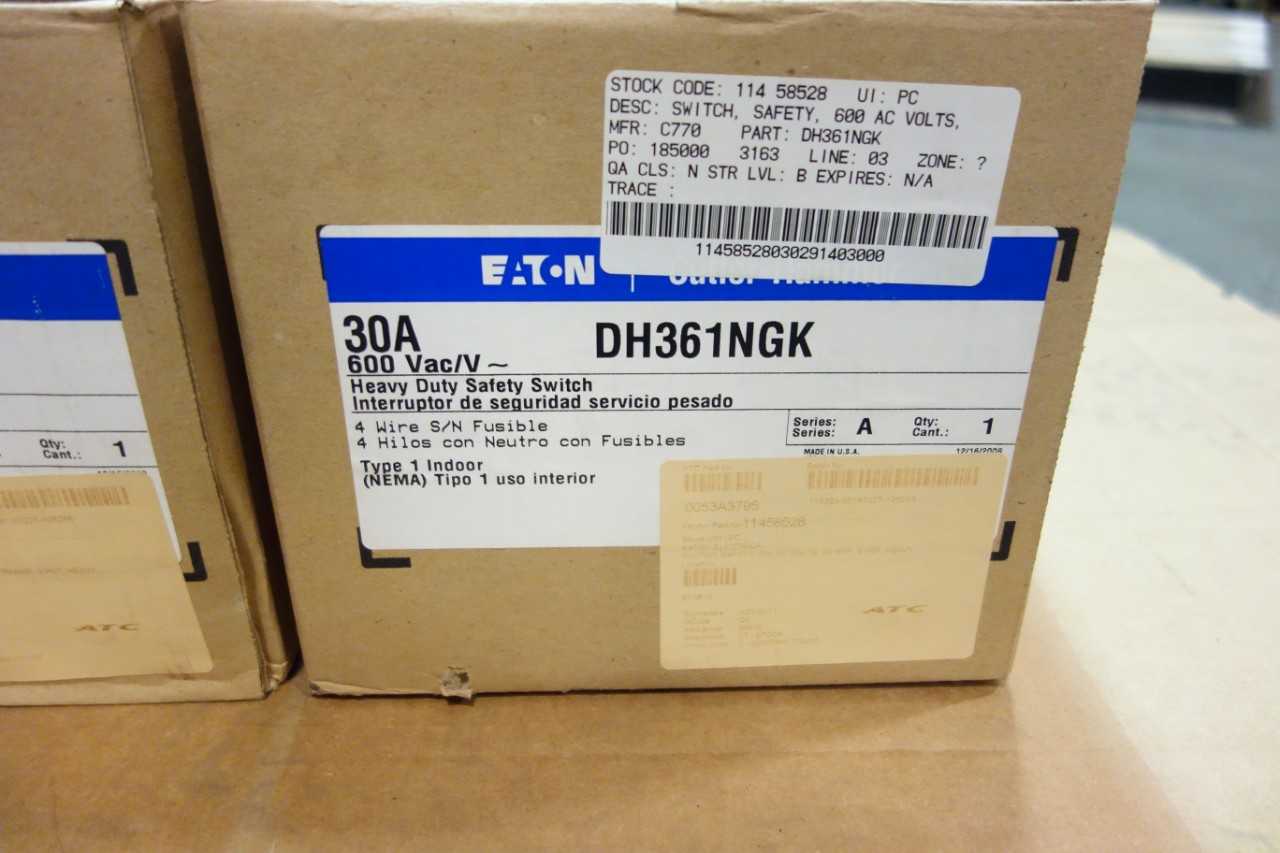 LOT OF 5 CUTLER HAMMER DH361NGK 4W SER A 30A AMP 600V-AC FUSIBLE DISCONNECT SWITCH - DISCONNECT SWITCHES