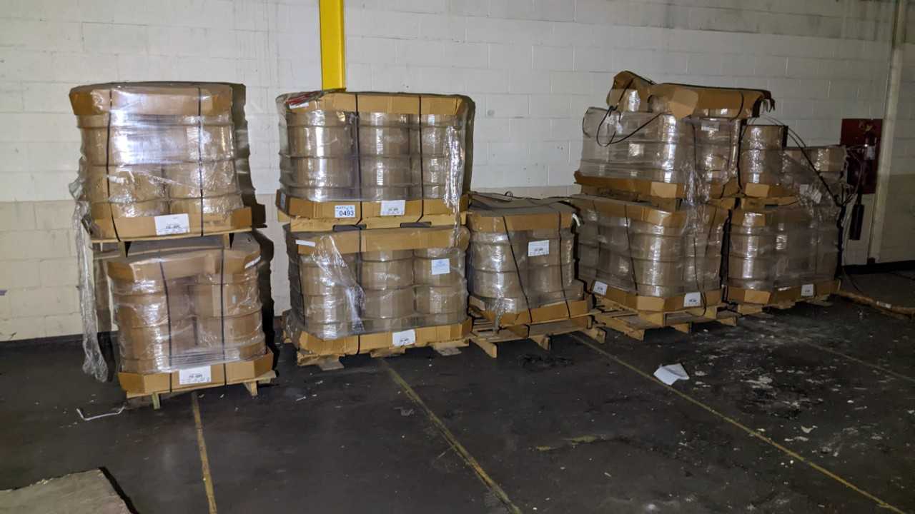 9 PALLETS OF POLYPROPYLENE STRAPPING - ELECTRICAL COMPONENTS