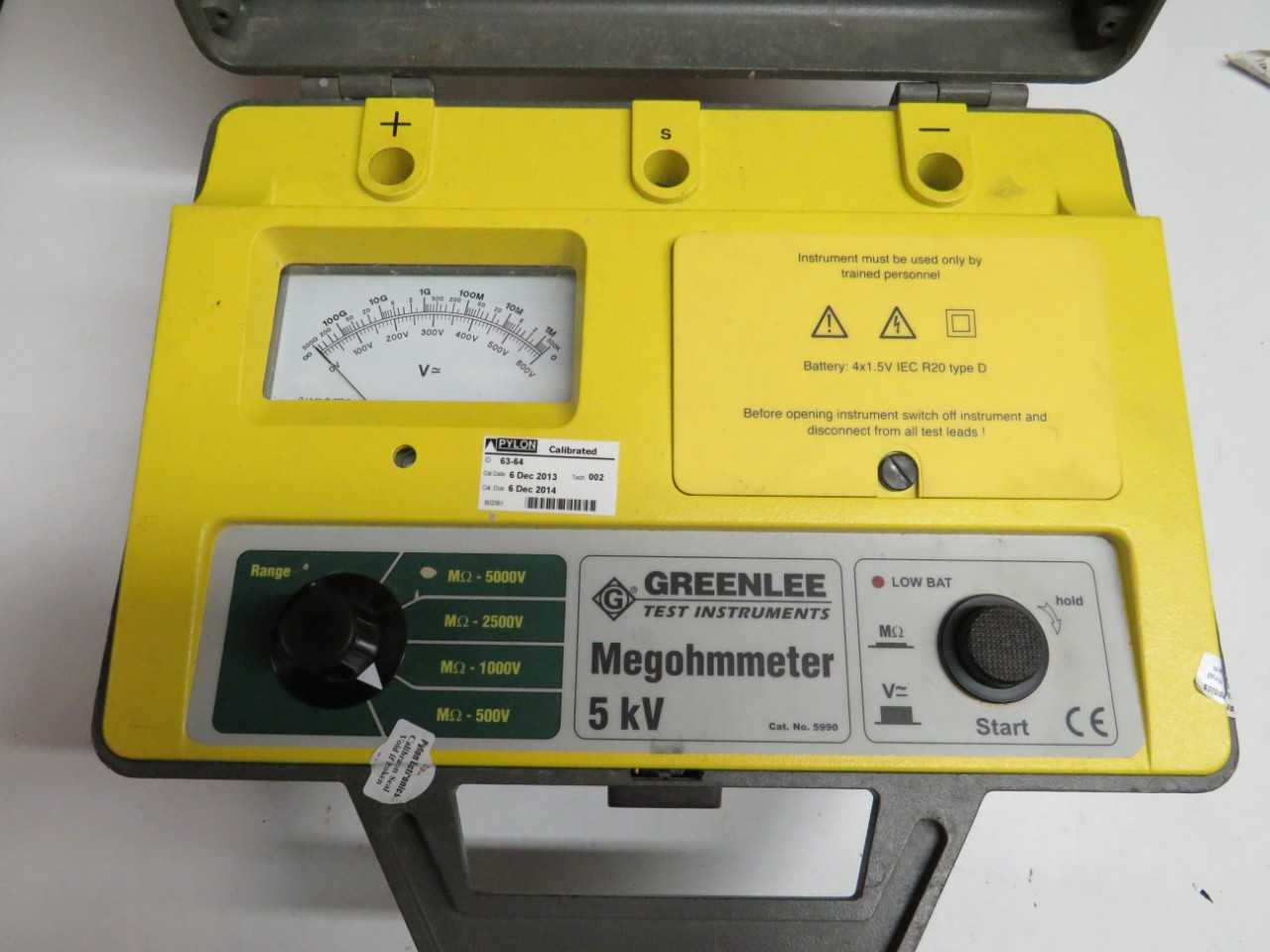 GREENLEE TEST INSTRUMENTS MEGOHMMETER NO. 5990 5 KV - ELECTRIC POWER TOOLS