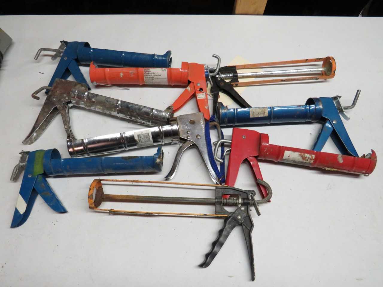 LOT OF 9 ASSORTED EPOXY CAULKING GUNS - ELECTRIC POWER TOOLS