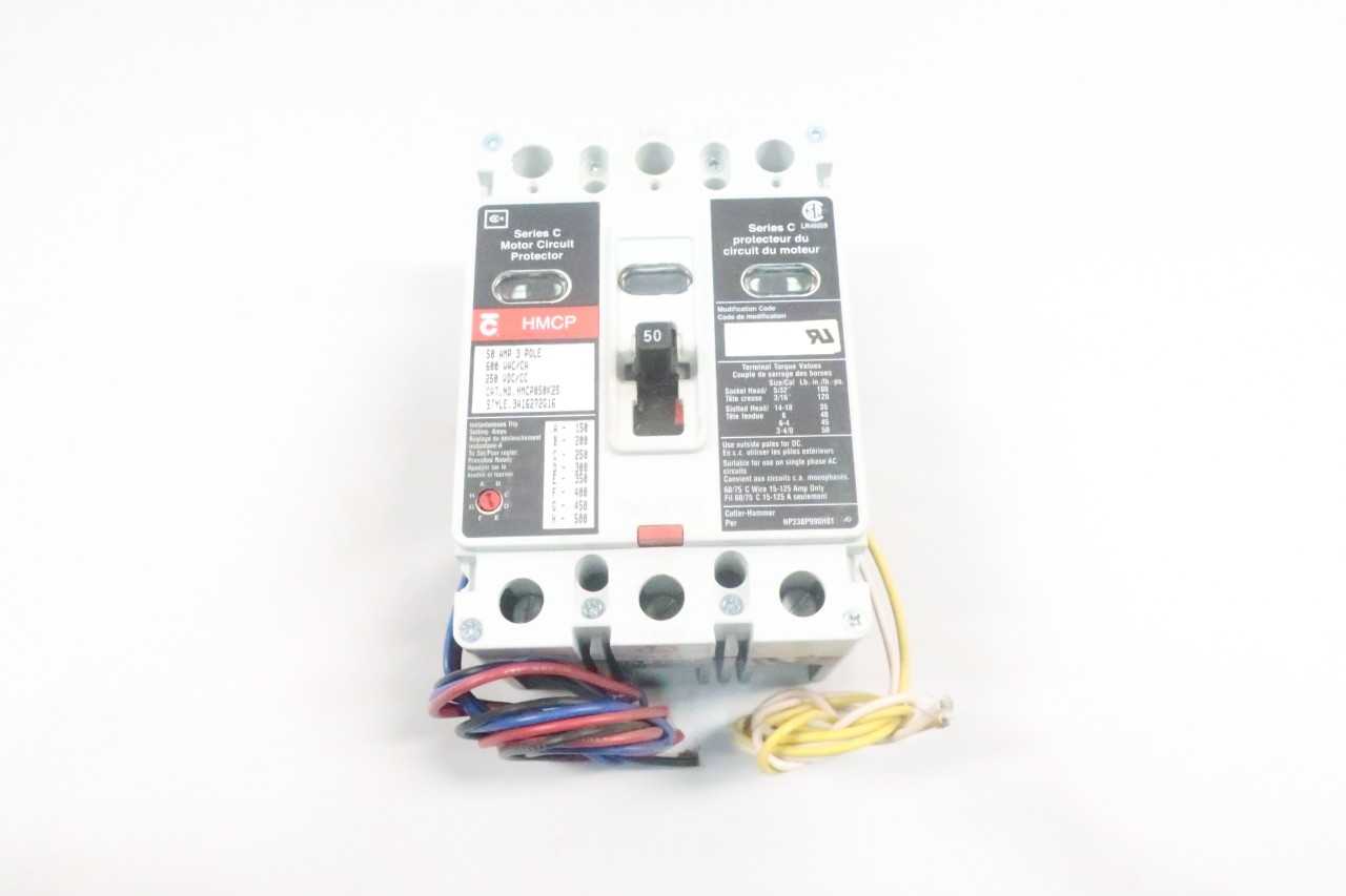 CUTLER HAMMER HMCP050K2S 3P 50A AMP 600V-AC MOLDED CASE CIRCUIT BREAKER - CIRCUIT BREAKERS