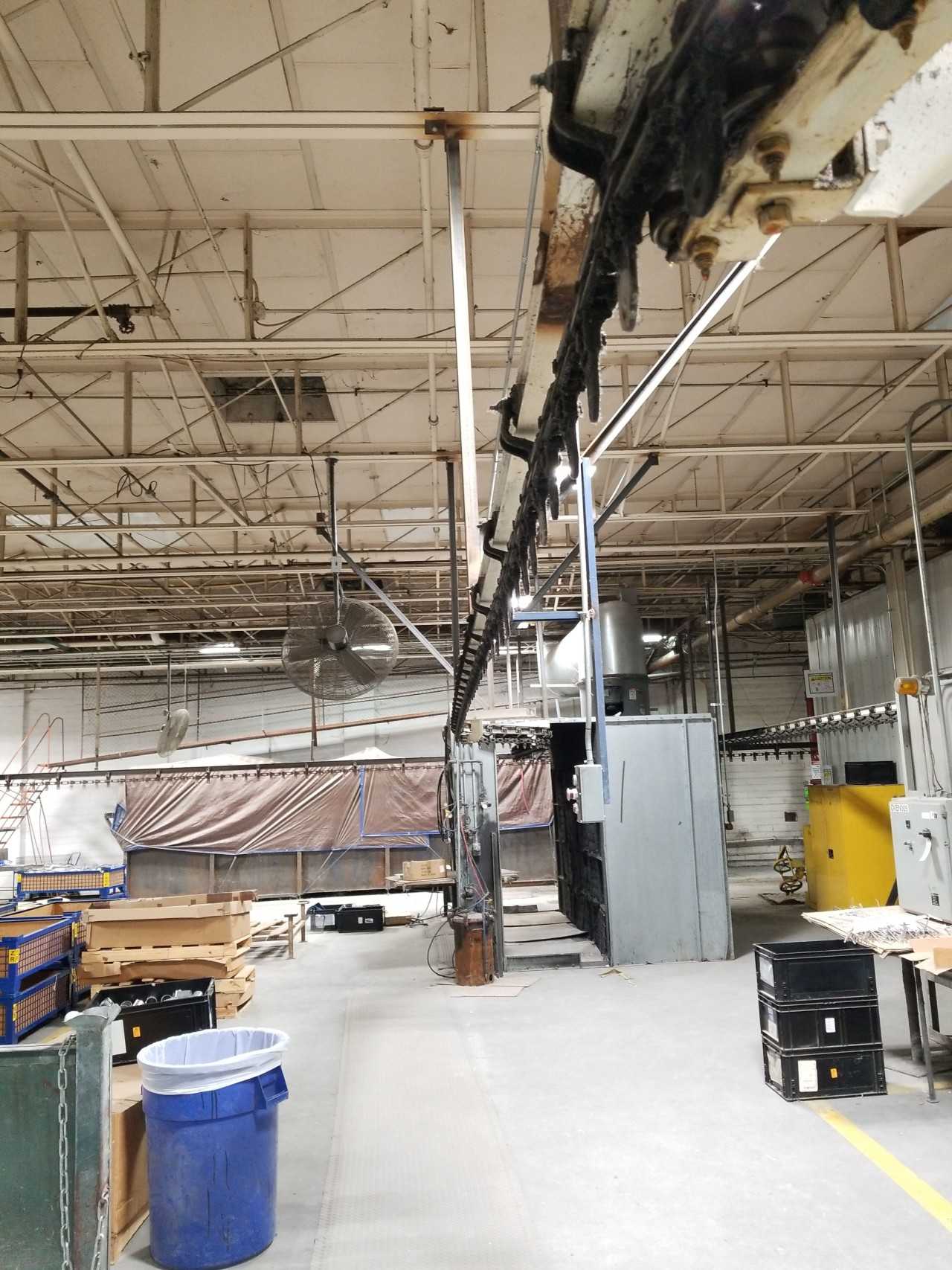 JBI CIDB-148 Dry Booth with CPC VS4-16 Black Stripe Cure Oven and Conveyor Assembly