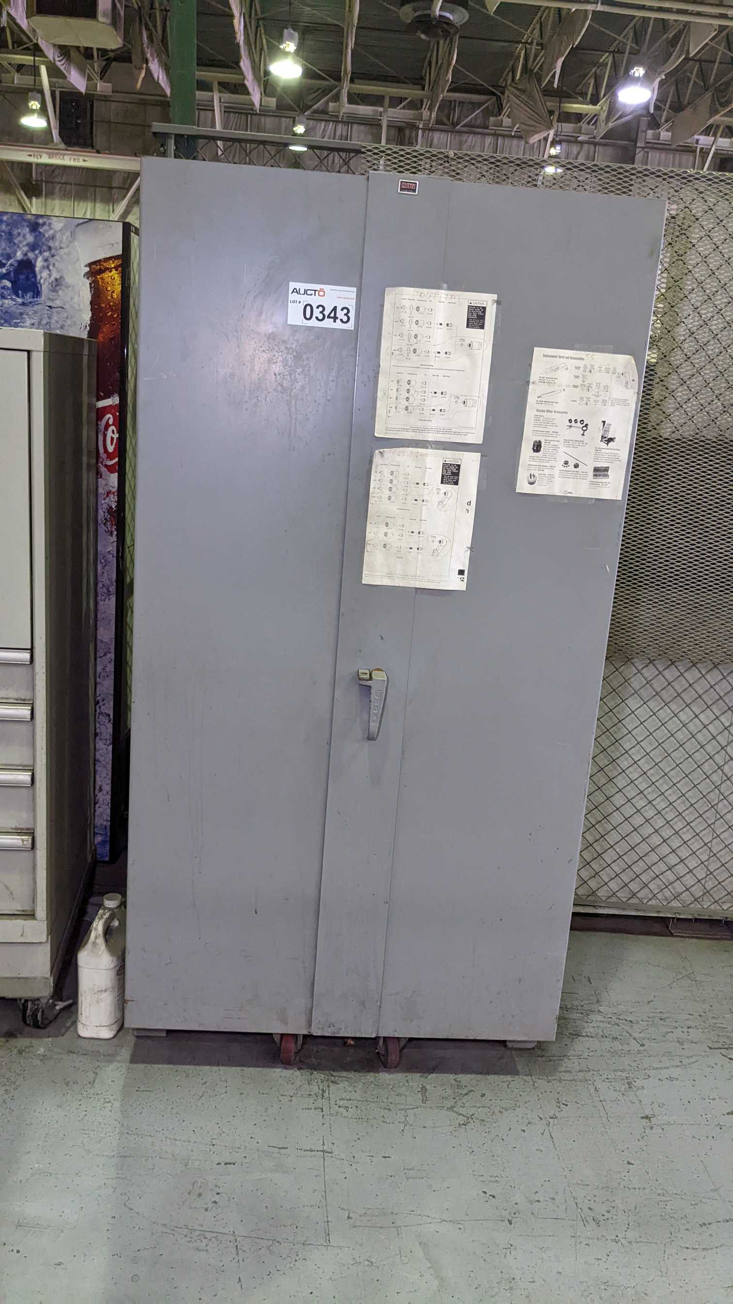 LYON CABINET WITH WELDING CONTENTS - WELDING SUPPLIES