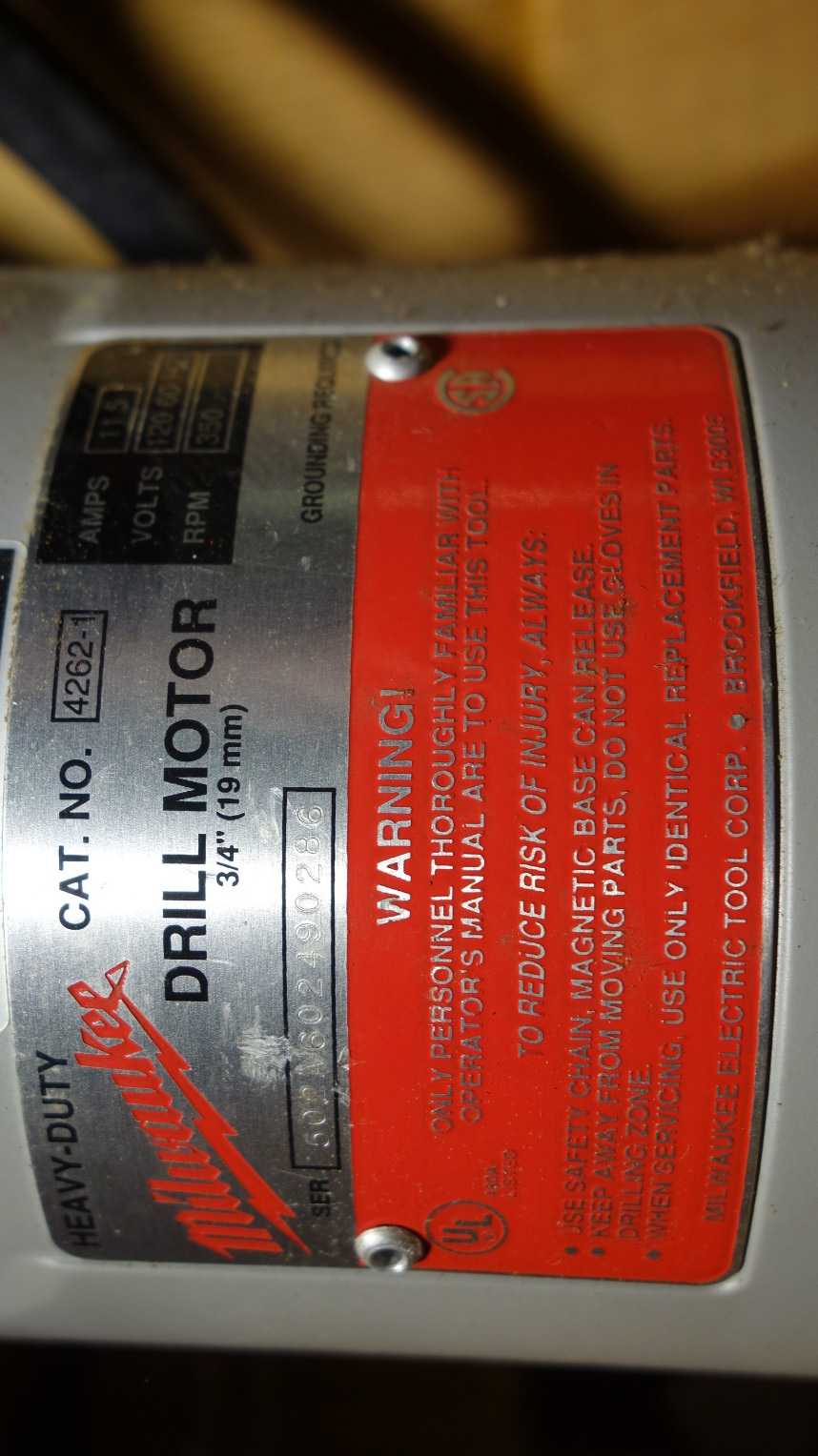 MILWAUKEE 4262-1 115V-AC 3/4 IN DRILL MOTOR W/ 1.5KVA TRANSFORMER - ELECTRIC POWER TOOLS