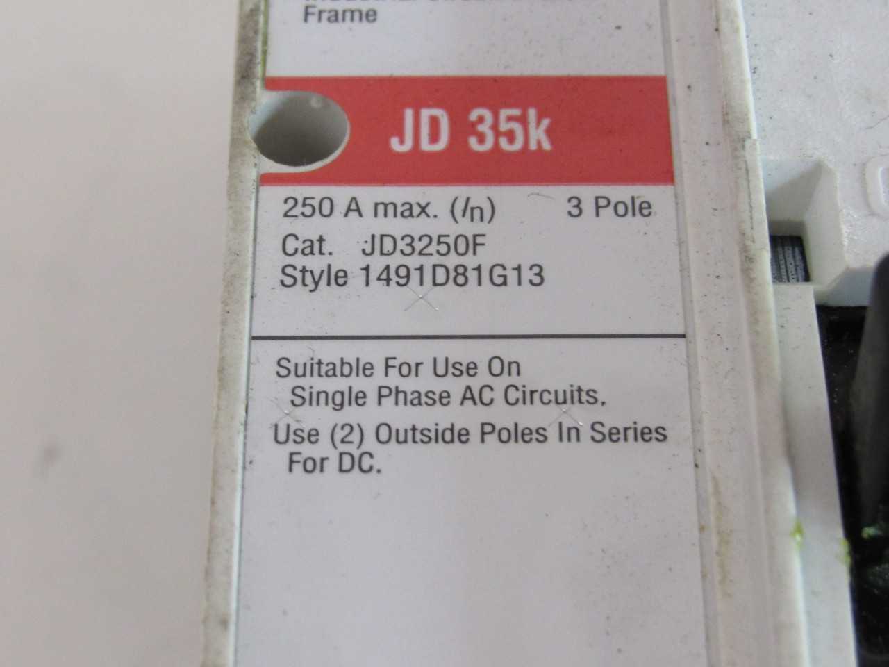 [SALVAGE - FOR PARTS ONLY] Eaton JD3250F MCCB JD 3P 250A - CIRCUIT BREAKERS