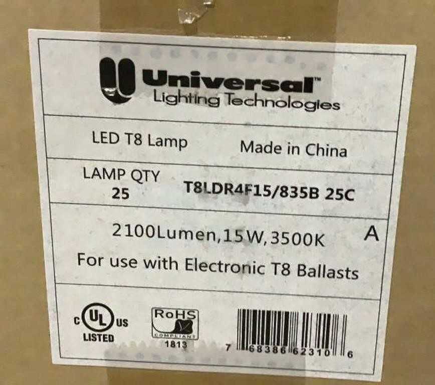 (Approximately 275) Universal Assorted 4' LED Light Bulbs - LIGHTING