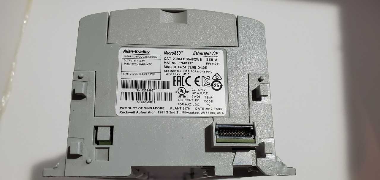 Allen Bradley Micro 850 2080-LC50-48QWB PLC - AUTOMATION & CONTROLS