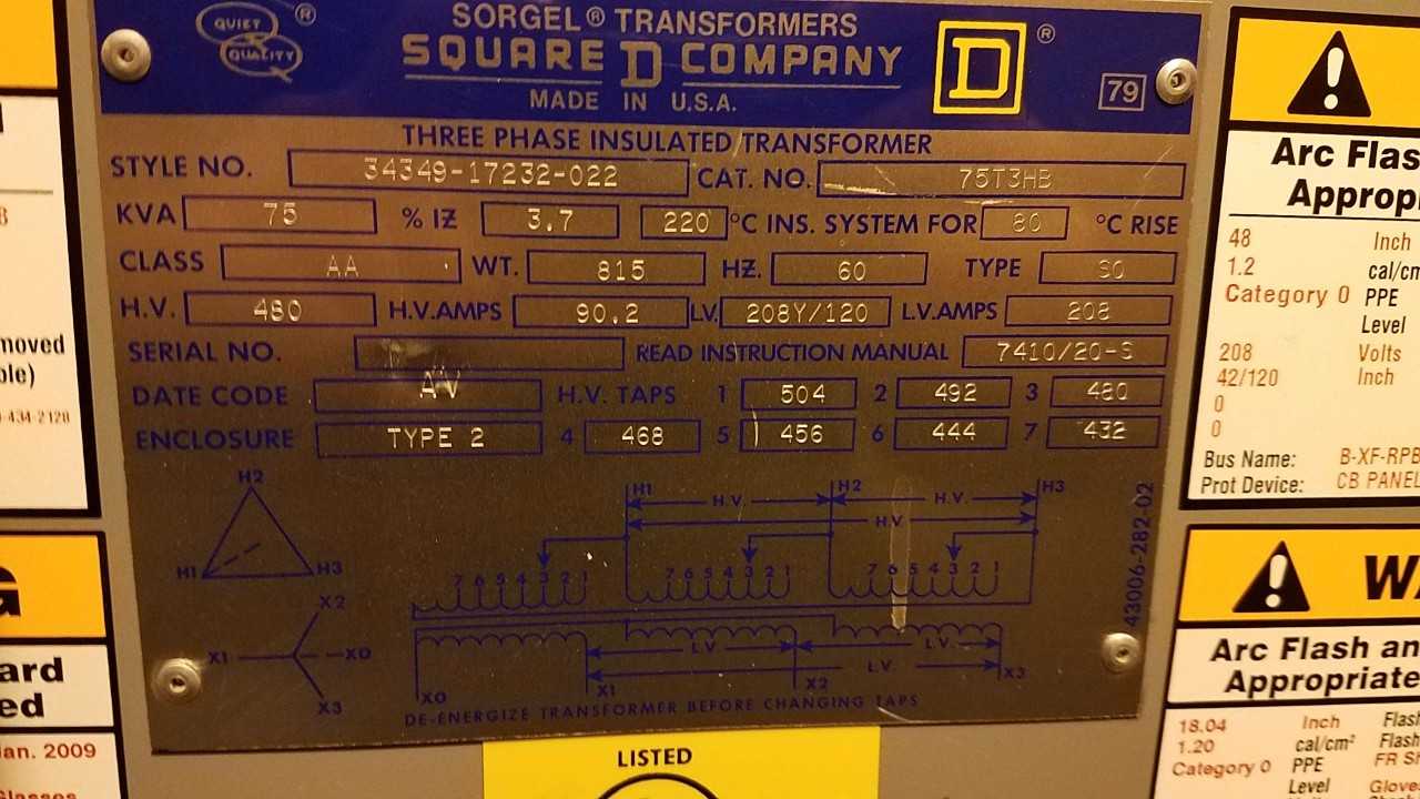 SQUARE D 75T3HB SORGEL 75KVA 480V-AC 208Y/120V-AC TRANSFORMER - CONTROL TRANSFORMERS