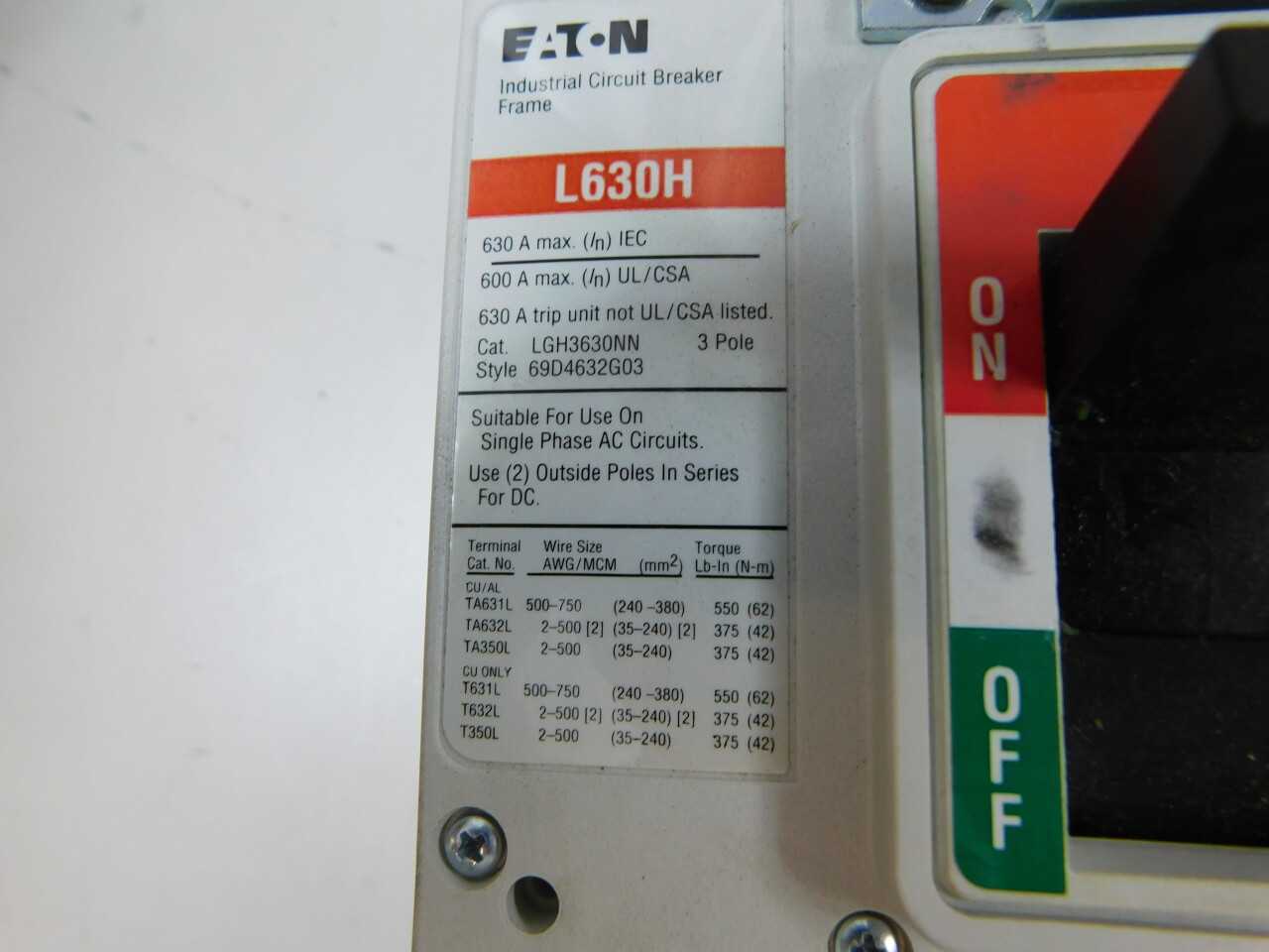 Quantity of 1x LGH3600FAW MCCB/Molded Case Circuit Breaker - CIRCUIT BREAKERS