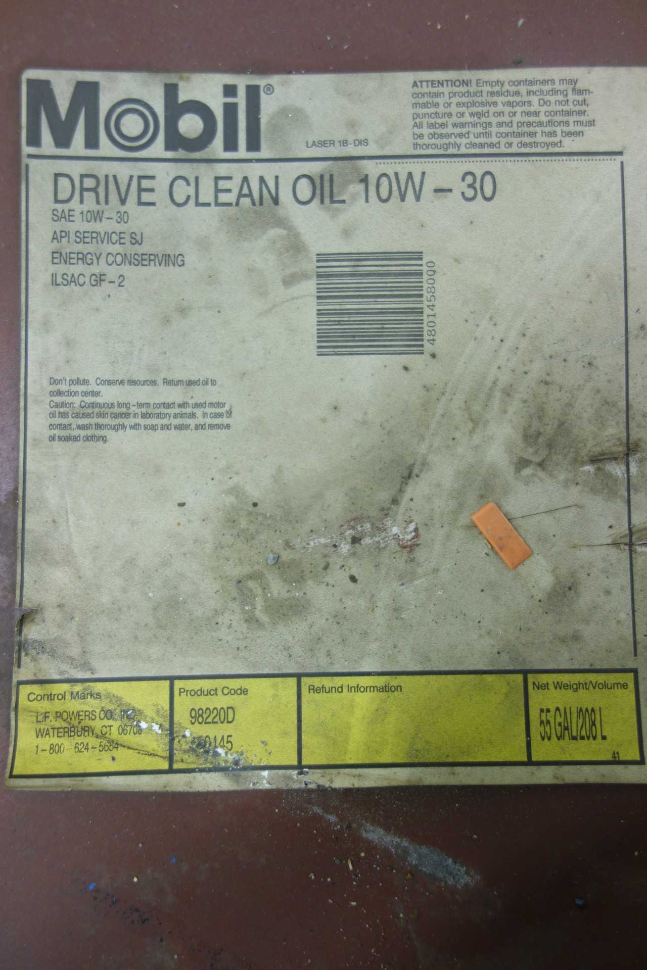 LOT OF 3 FULL 55 GALLON DRUMS OF MOBIL DRIVE CLEAN OIL, SAE 10W-30 - ELECTRIC POWER TOOLS