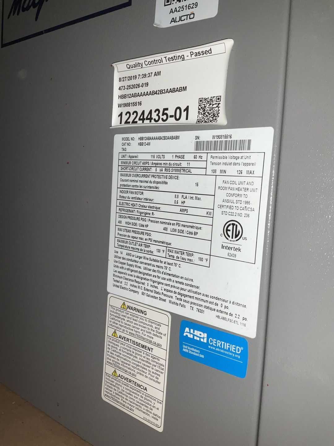 MAGIC AIRE HBB12ABAAAAAB4B3AABABM AIR CONDITIONER UNIT - AIR CONDITIONER UNIT