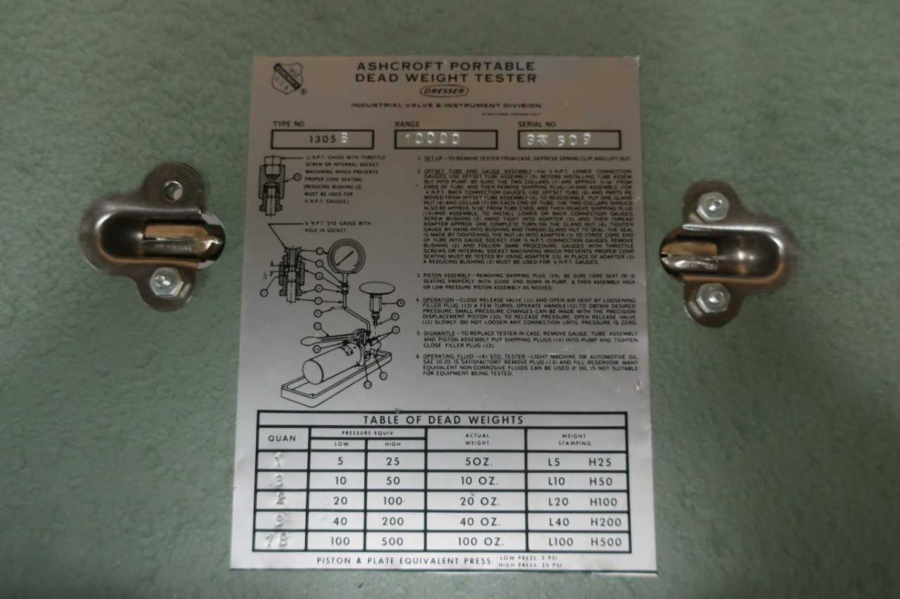 ASHCROFT 1305B PORTABLE DEAD WEIGHT TESTER W/ WEIGHTS - PLANT & FACILITY