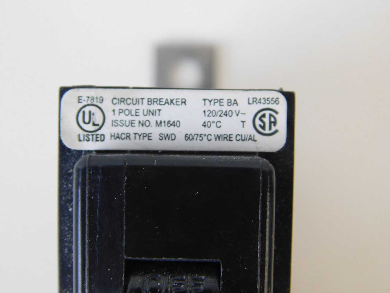Quantity of 73x BAB1020 1P 20A 120/240VAC MCB/Residential Circuit Breakers - CIRCUIT BREAKERS