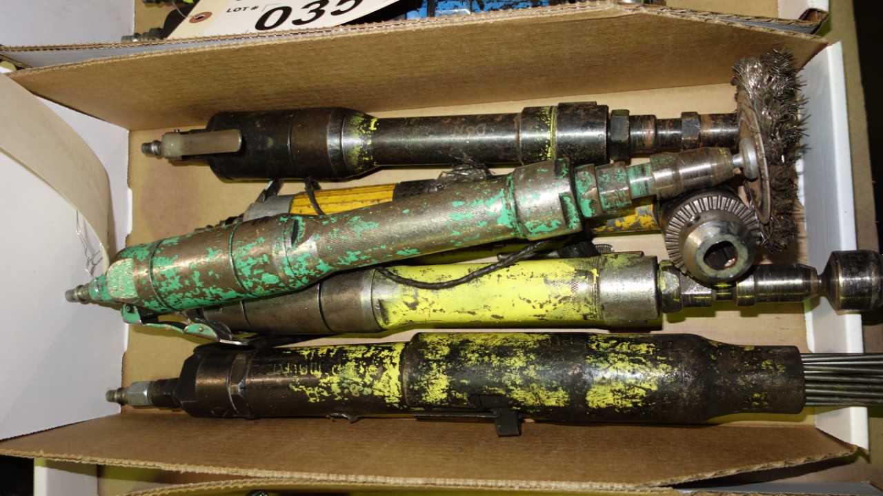 LOT OF 5 ASSORTED PNEUMATIC SCREWDRIVERS, SCALERS, GRINDERS, DRILLS - PNEUMATIC POWER TOOL