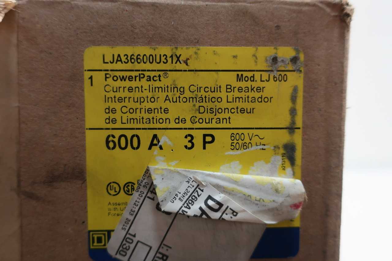 SQUARE D LJA36600U31X POWERPACT CIRCUIT BREAKER 600A - CIRCUIT BREAKERS