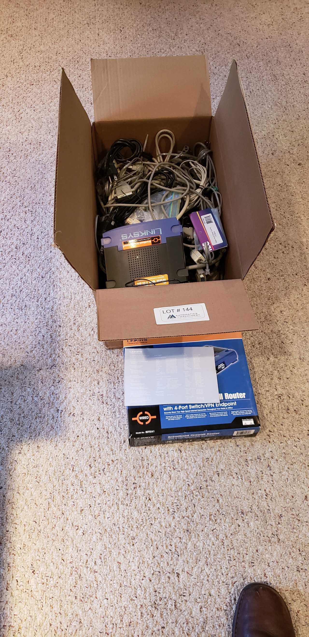 Large Box of Computer Cables, Network Router - MISCELLANEOUS Large Box of Computer Cables, Network Router - MISCELLANEOUS