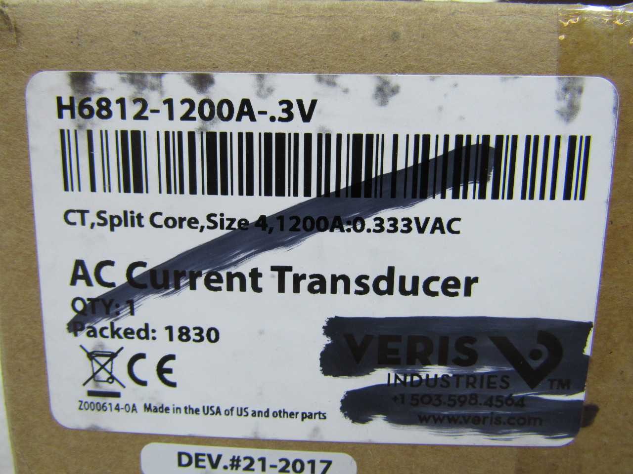 Lot of Qty 3x Eaton H6812-1200A-.3V Current Transformer 1200A .333VAC - CONTROL TRANSFORMERS