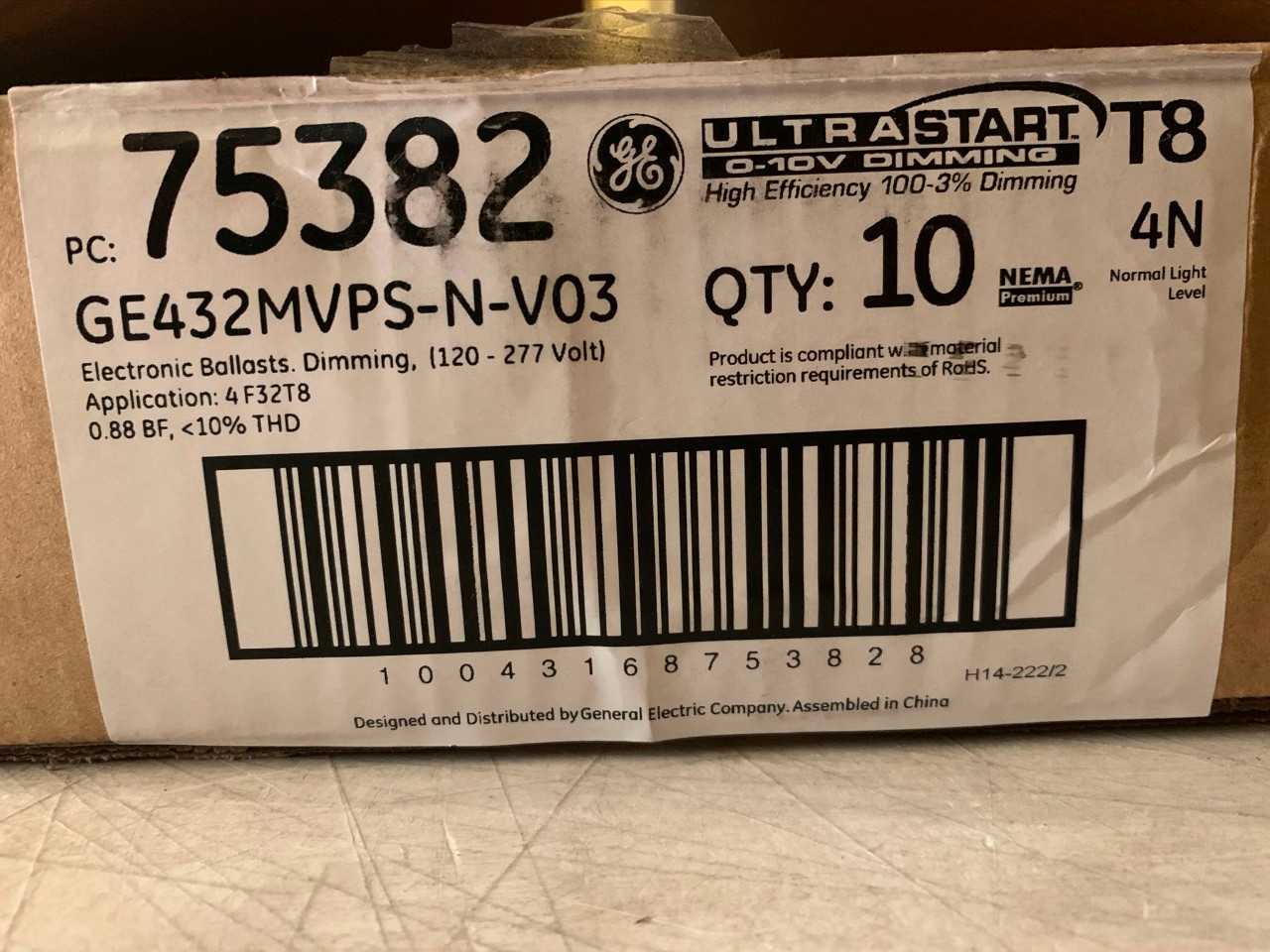 New - Lot of 50 - GE 75382 GE432-MVPS-N-V03 Fluorescent Ballast - LIGHTING