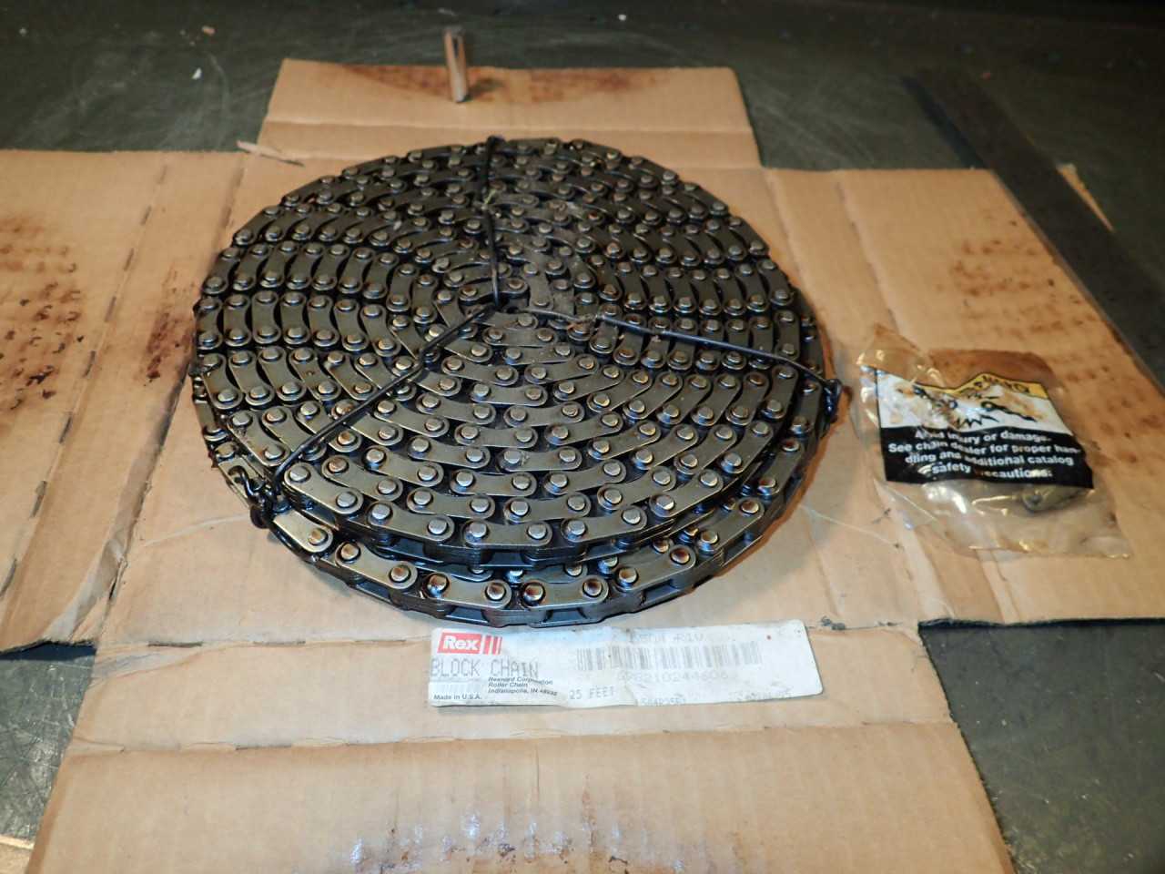 REX L504-RIV Riveted Laminated Block Sprocket Roller Chain 1" Pitch 25 Feet: NOS - ROLLER CHAIN