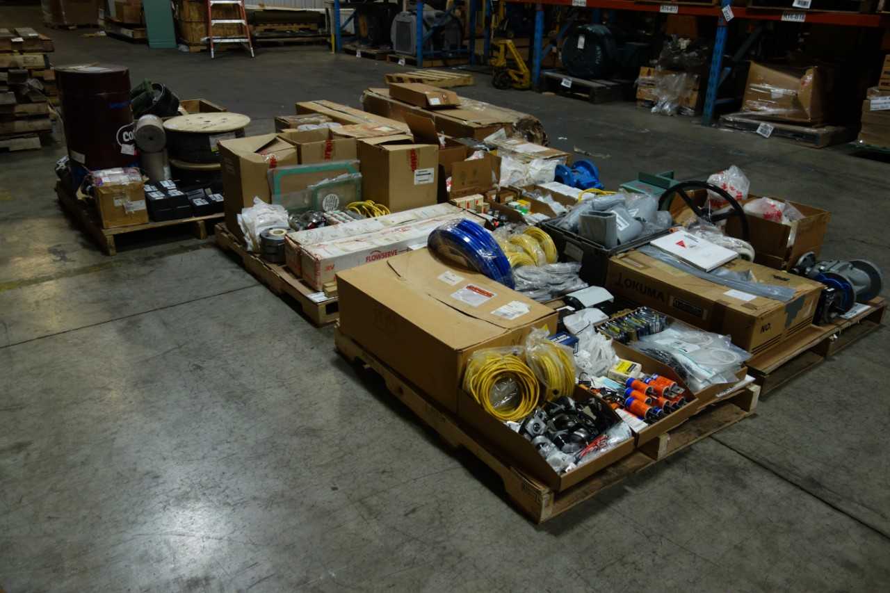 7 PALLETS OF ASSORTED MISCELLANEOUS INDUSTRIAL SURPLUS - ELECTRICAL COMPONENTS