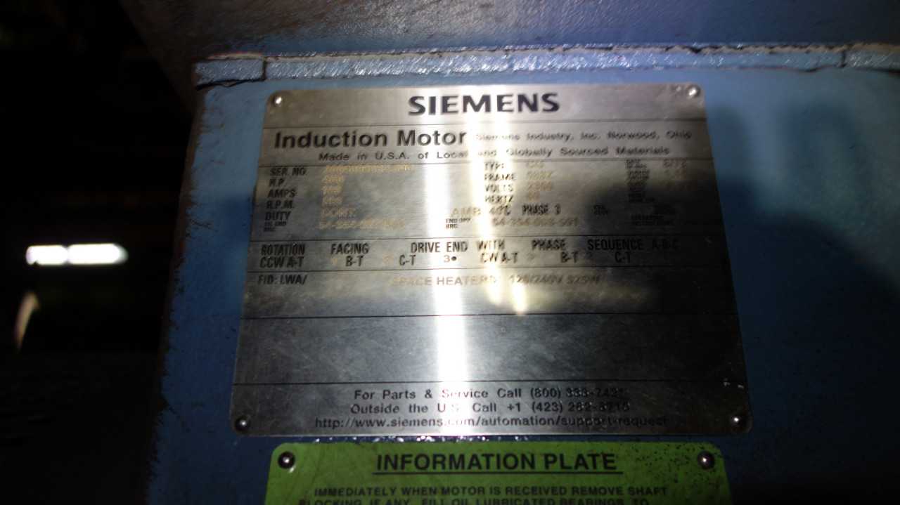 SIEMENS TYPE CG 400HP MOTOR 2300V 588Z 889RPM - MISCELLANEOUS