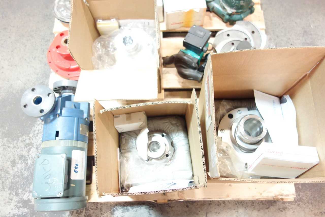 1 PALLET OF ASSORTED PUMPS, PUMP REPLACEMENT PARTS & ACCESSORIES- FLOWSERVE, GOULDS, WILO TOP - PUMPS