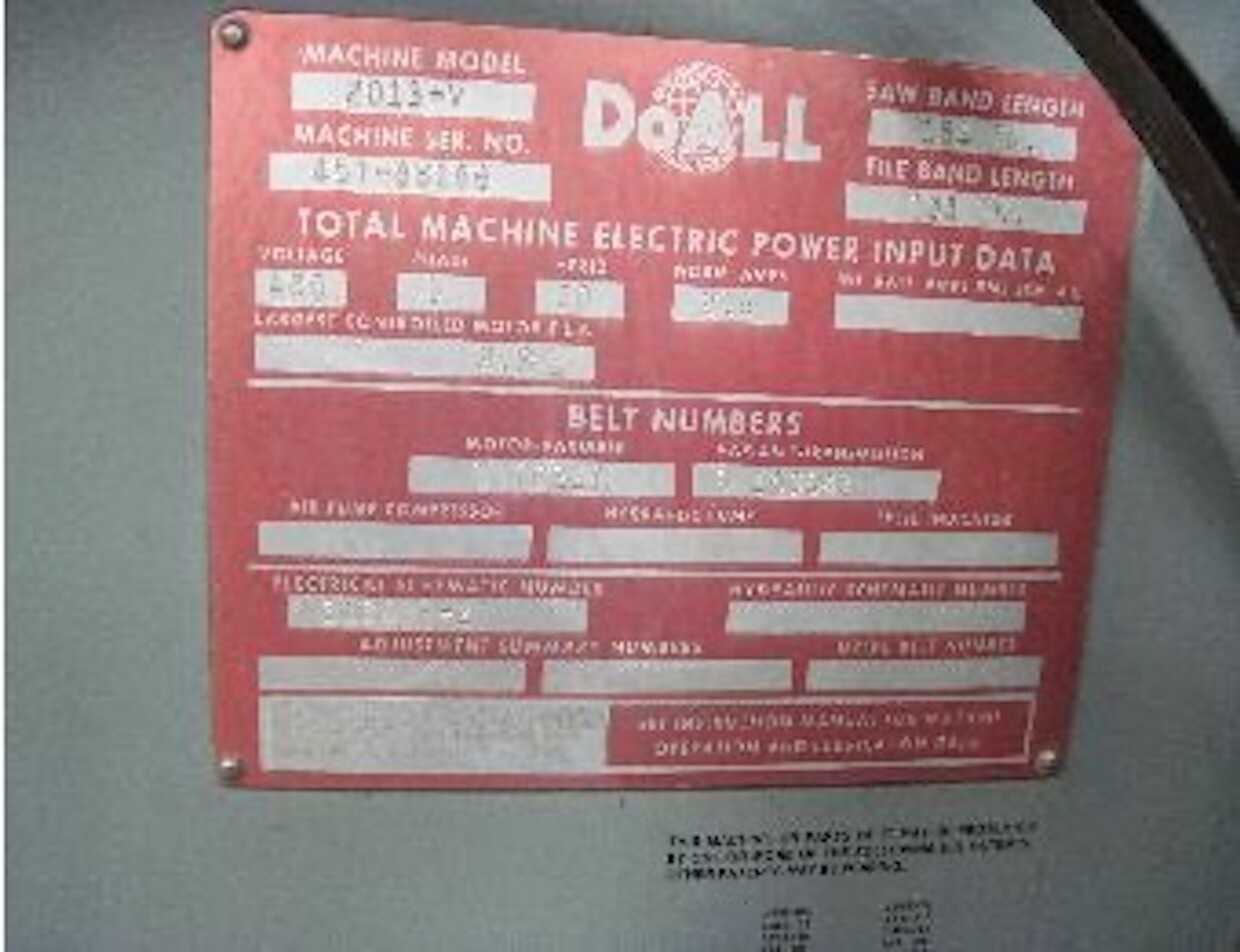 DoAll Band Saw - VERTICAL BAND SAWS