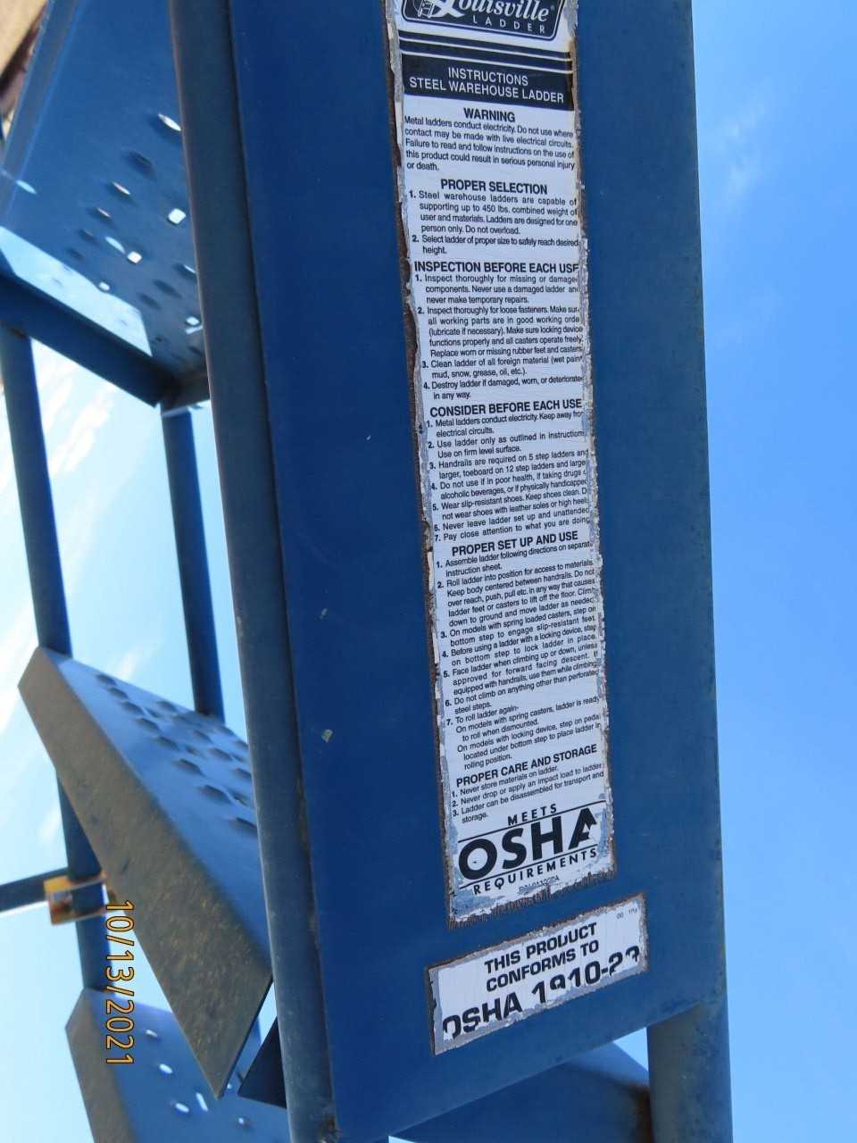 Ladder, Louisville 12 foot rolling (Blue one only) - MATERIAL HANDLING