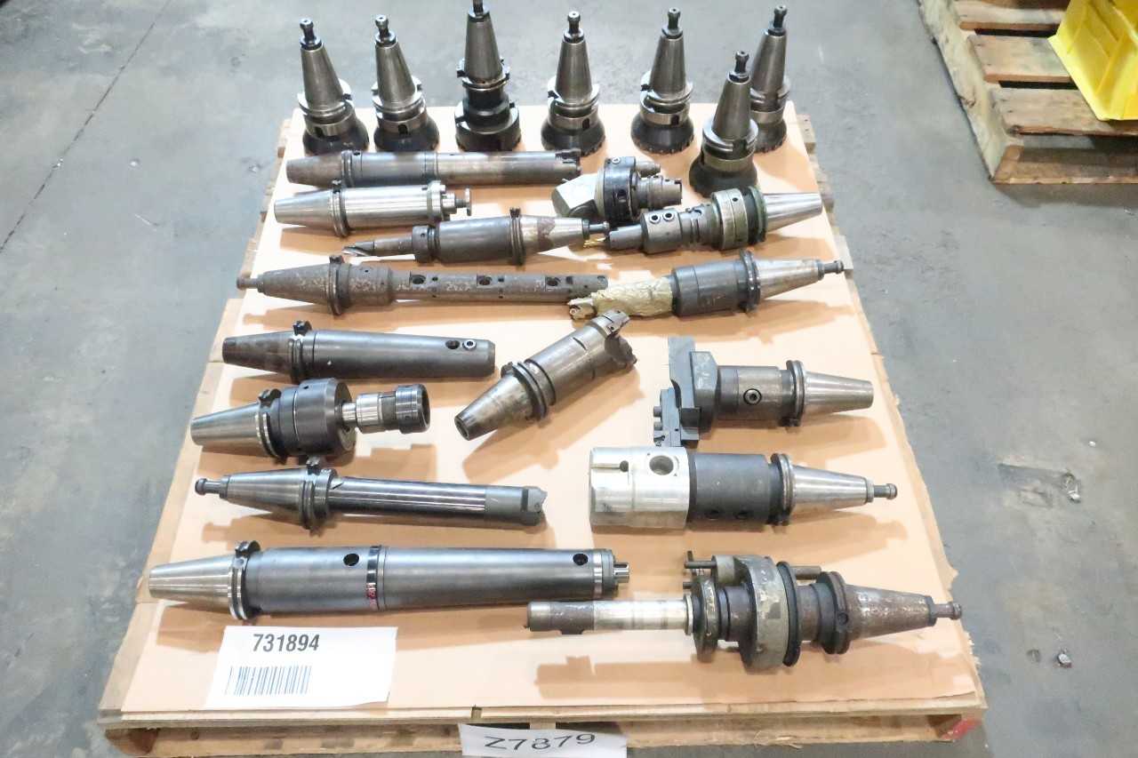 1 PALLET OF ASSORTED CAT50 TOOL HOLDERS WITH ATTACHMENTS- BIG, PARLEC, D'ANDREA - MACHINING ACCESSORIES & TOOLING