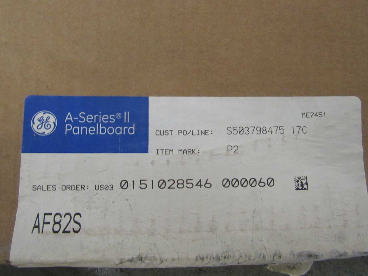 Quantity of 1x AF82S Electrical Panel/Loadcenter/Switchboards - ELECTRICAL COMPONENTS Quantity of 1x AF82S Electrical Panel/Loadcenter/Switchboards - ELECTRICAL COMPONENTS