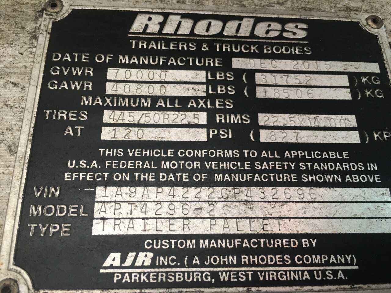2016 Rhodes 42' Flatbed Trailer - TRAILERS