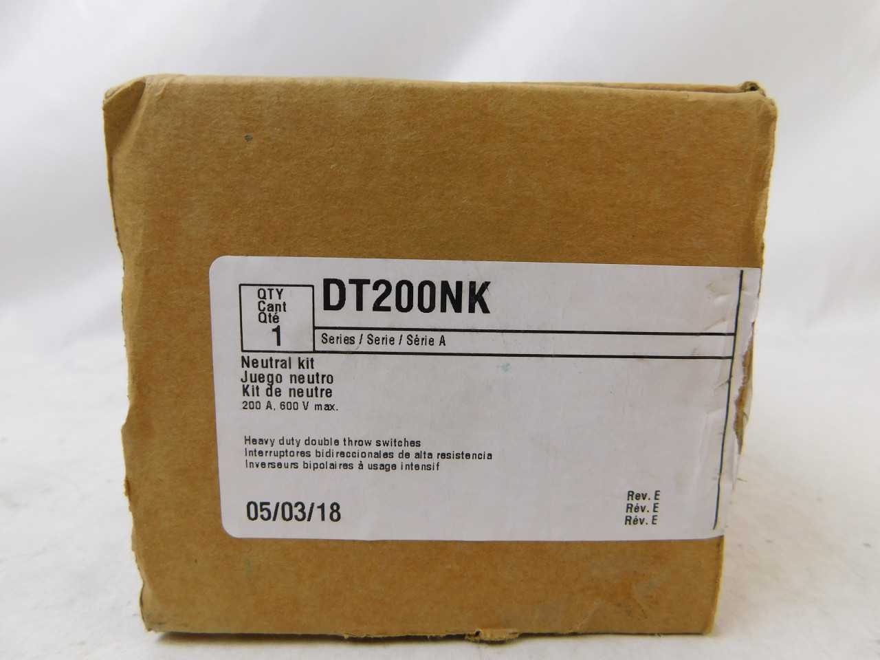 Quantity of 7 New Surplus Eaton DT200NK Neutral Kits Safety Switch Access 200A 600V - ELECTRICAL COMPONENTS