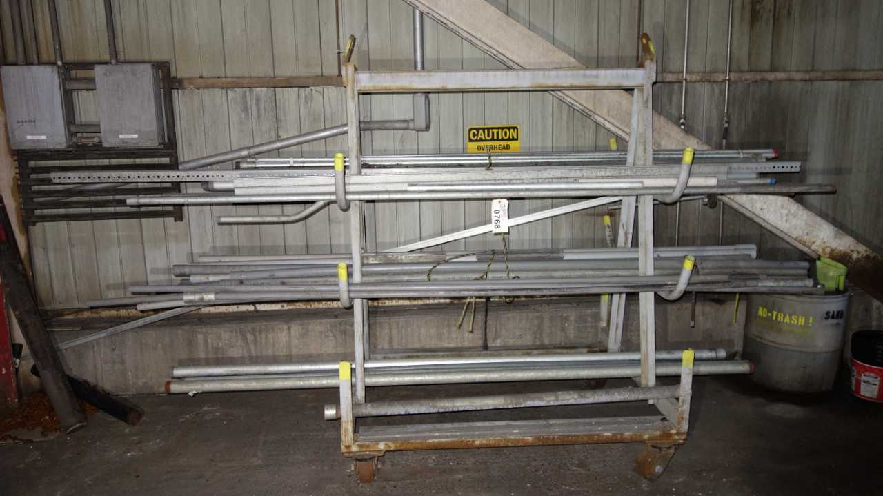 ASSORTED STEEL AND PVC PIPE WITH A-FRAME RACKING - PALLET RACKING
