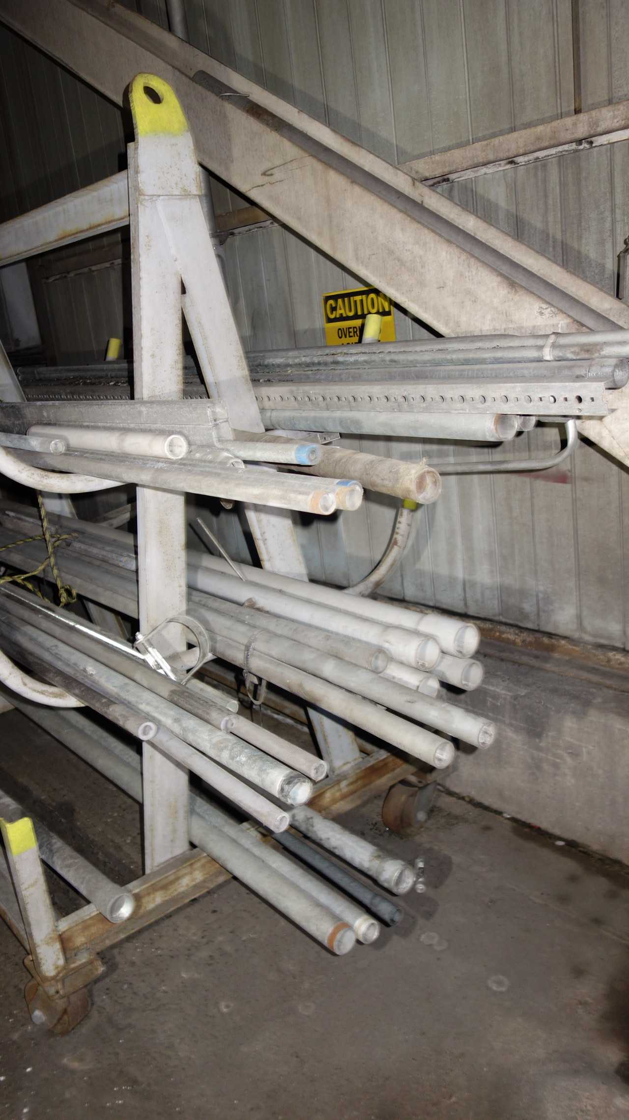 ASSORTED STEEL AND PVC PIPE WITH A-FRAME RACKING - PALLET RACKING