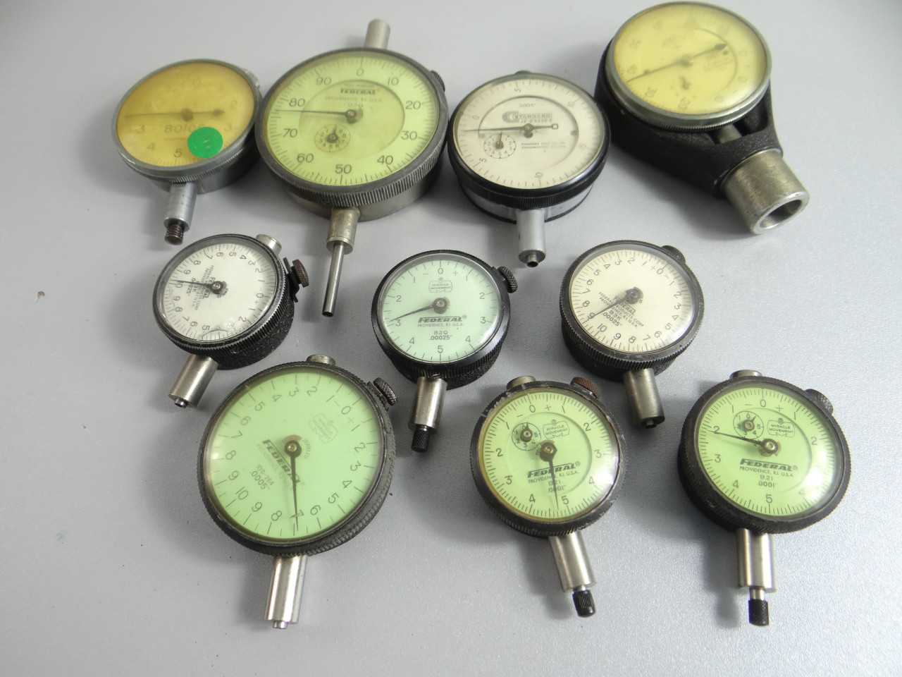 Lot of 10 Assorted Dial Indicators Federal Standard Ames Boice - MACHINING ACCESSORIES & TOOLING