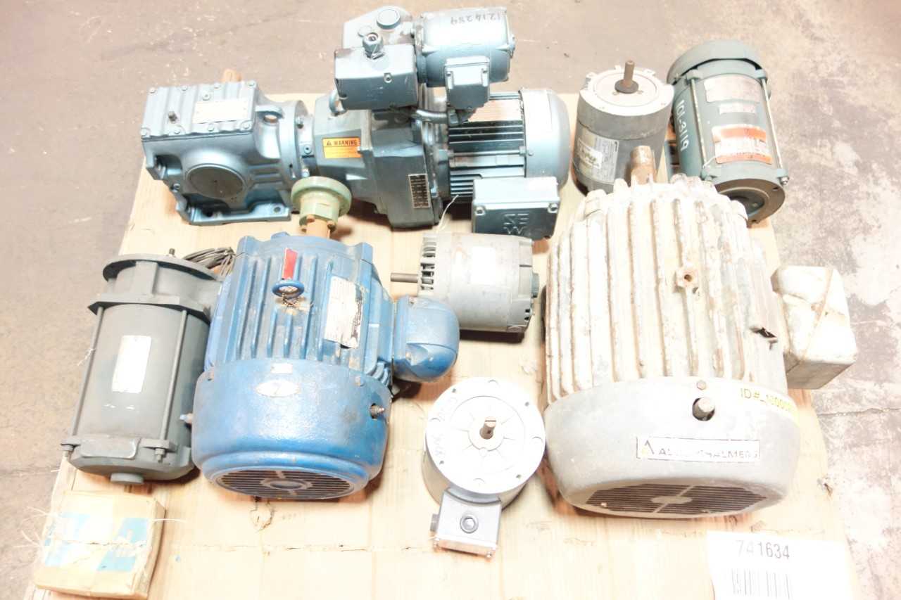 1 PALLET OF ASSORTED ELECTRICAL AC MOTORS, DC MOTOR- GENERAL ELECTRIC, MAGNETEK, MARATHON, SEW EURODRIVE, RELIANCE - ELECTRIC MOTORS