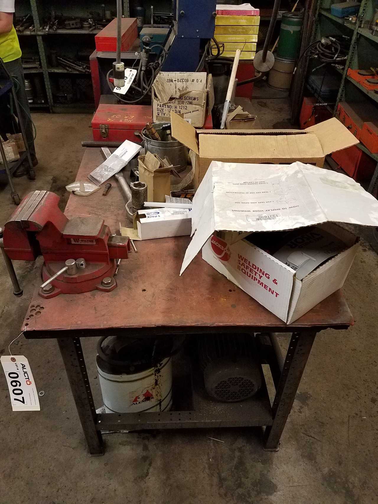 6' x 3' work table with Wilton 6' vise - MATERIAL HANDLING