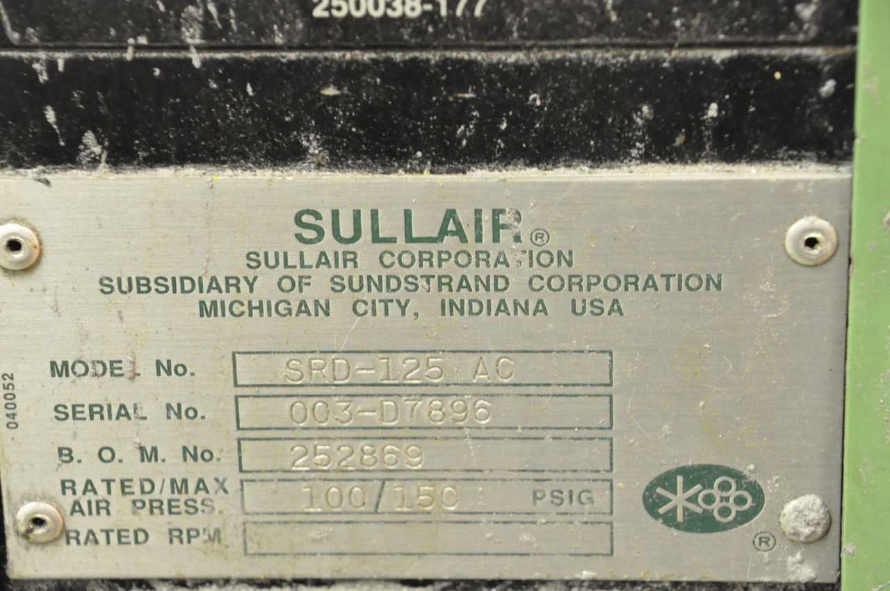SULLAIR Model SRD-125 AC, Refrigerated Compressed Air Dryer, - AIR DRYERS